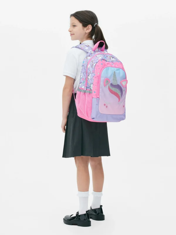 Primark 3D Unicorn Color Block Backpack Pink New