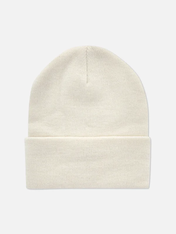 Primark Deep Cuff Beanie Hat Ivory Online