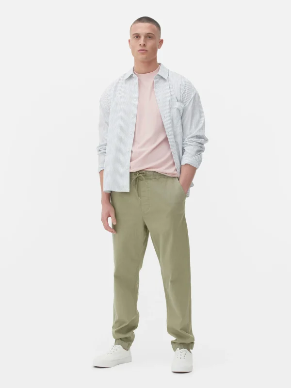 Primark Denim Cuffed Joggers Olive Sale