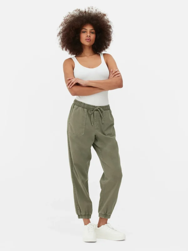 Primark Denim Drawstring Joggers Olive Hot