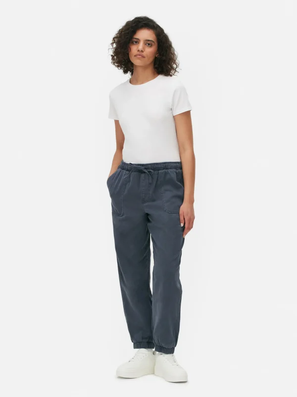 Primark Denim Drawstring Joggers Navy Cheap