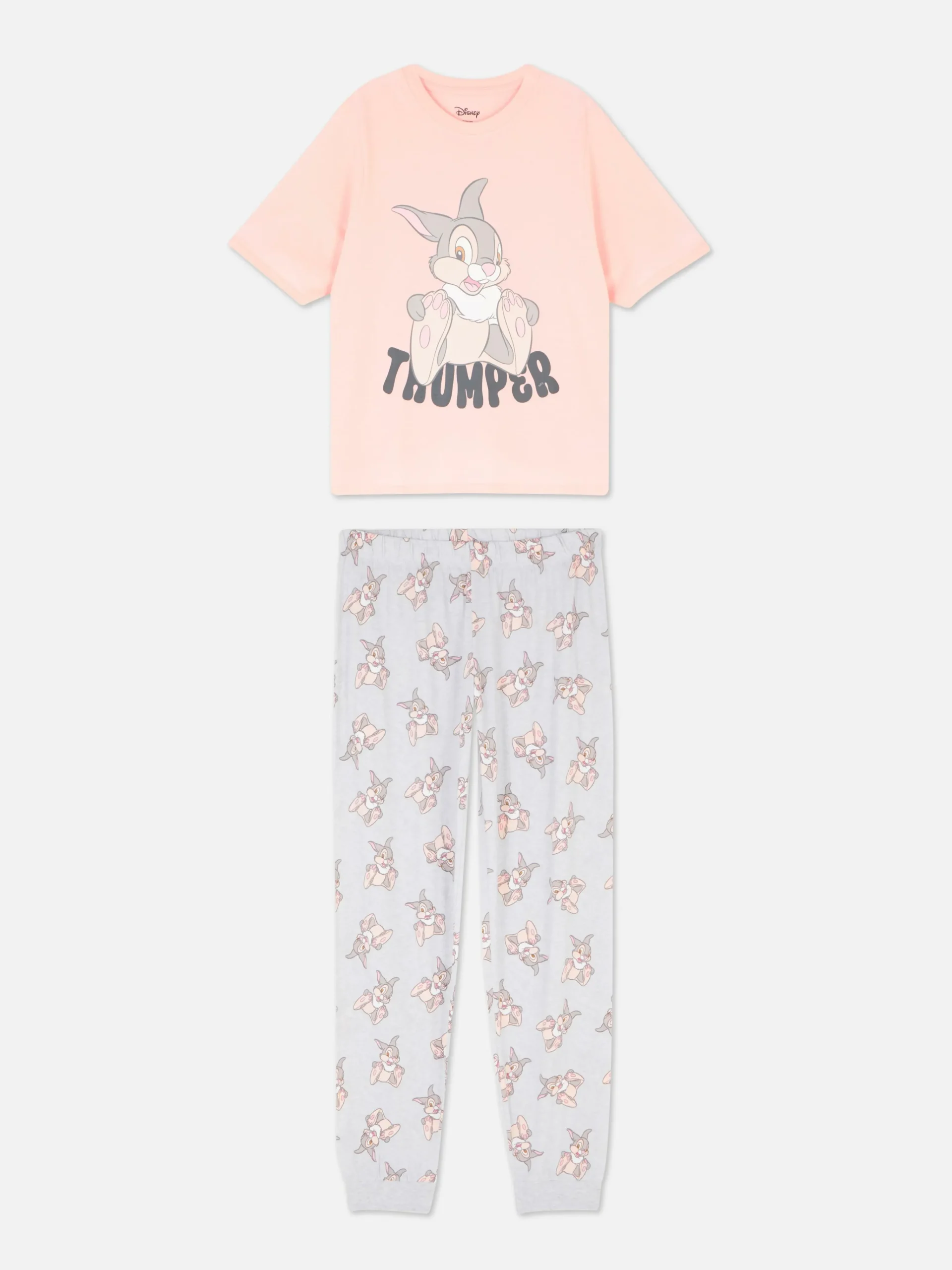 Primark Disney Character Print Jersey Pajamas Peach Outlet