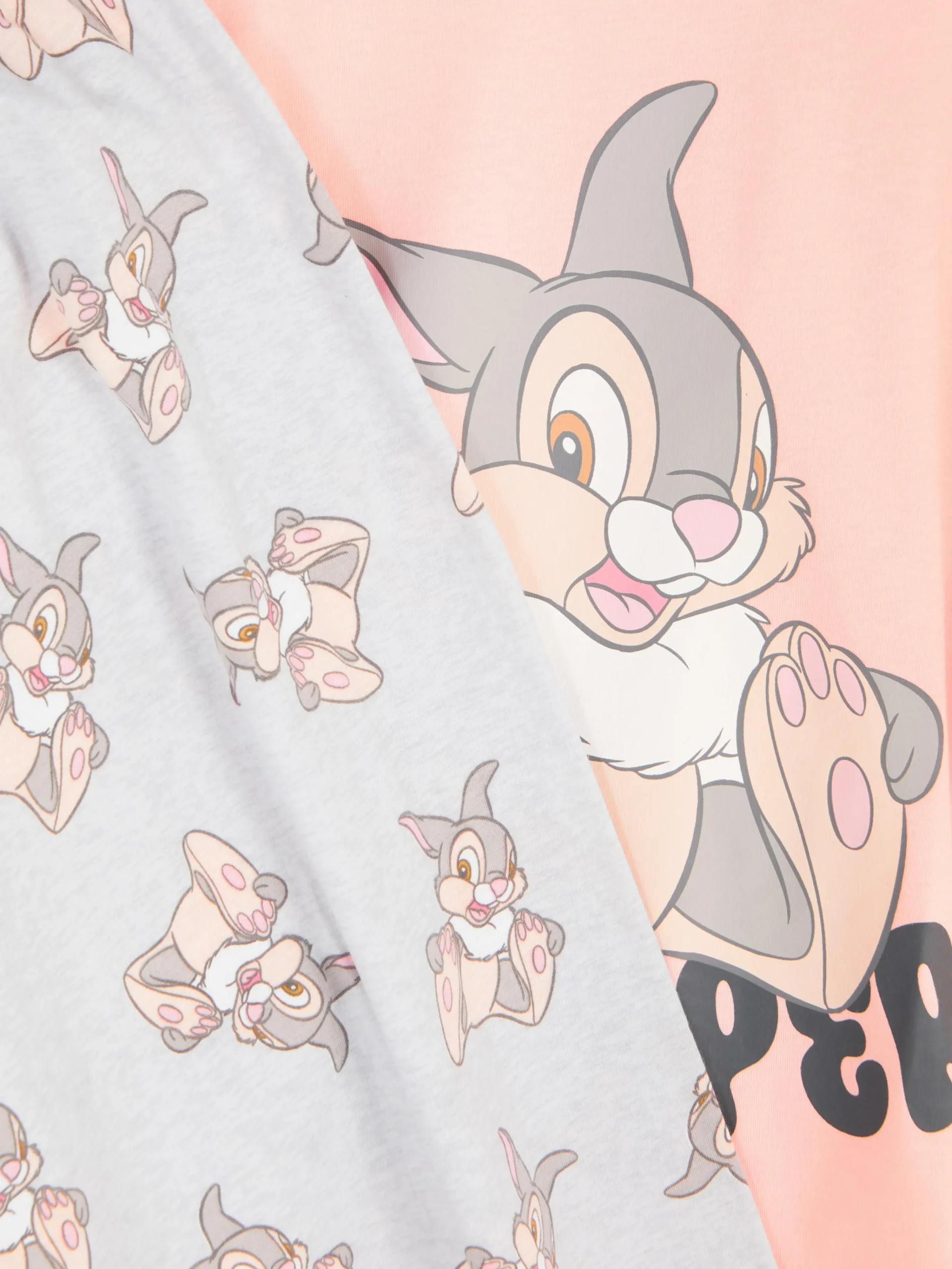 Primark Disney Character Print Jersey Pajamas Peach Outlet