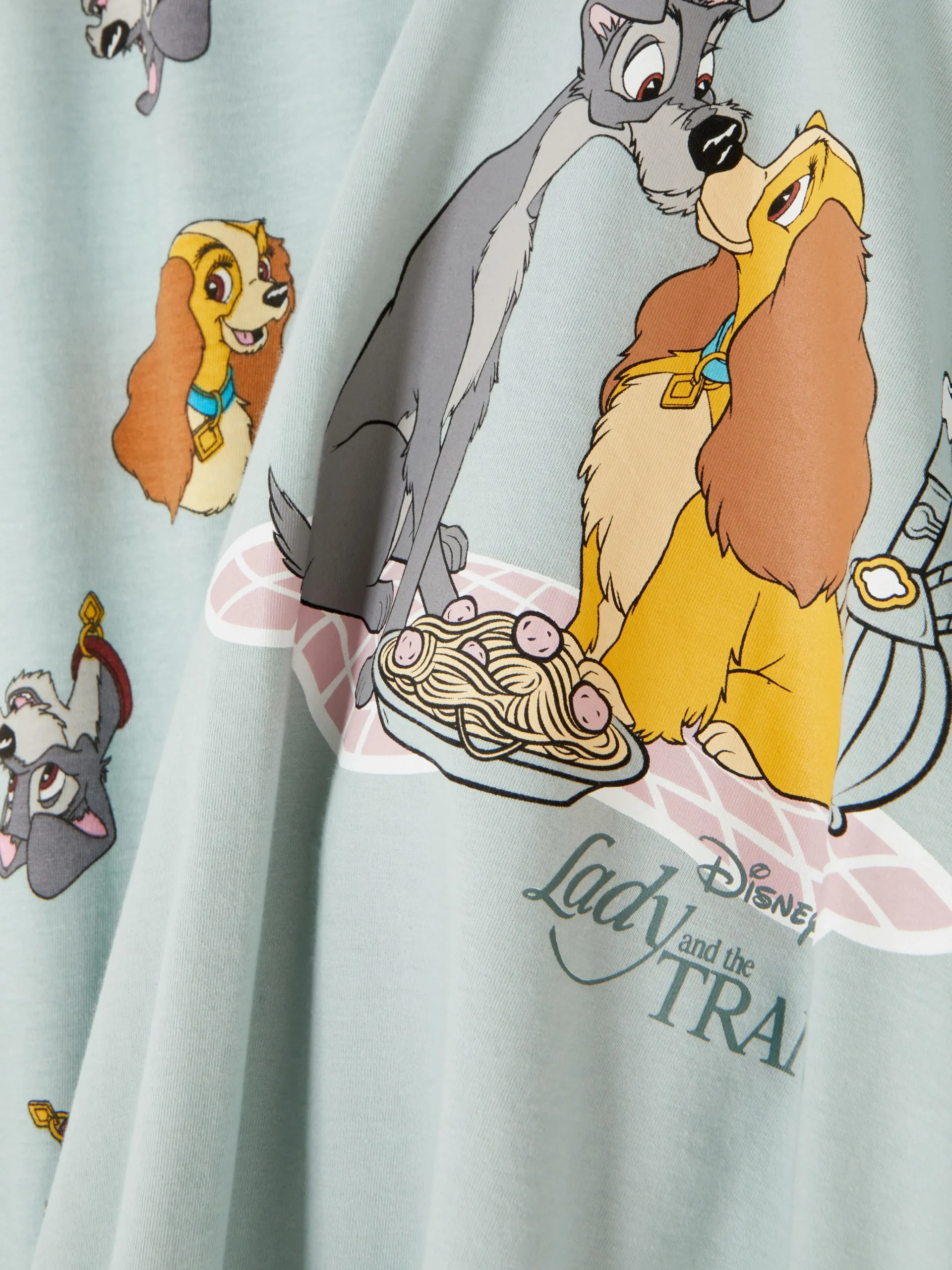Primark Disney Character Print Jersey Pajamas Olive Hot