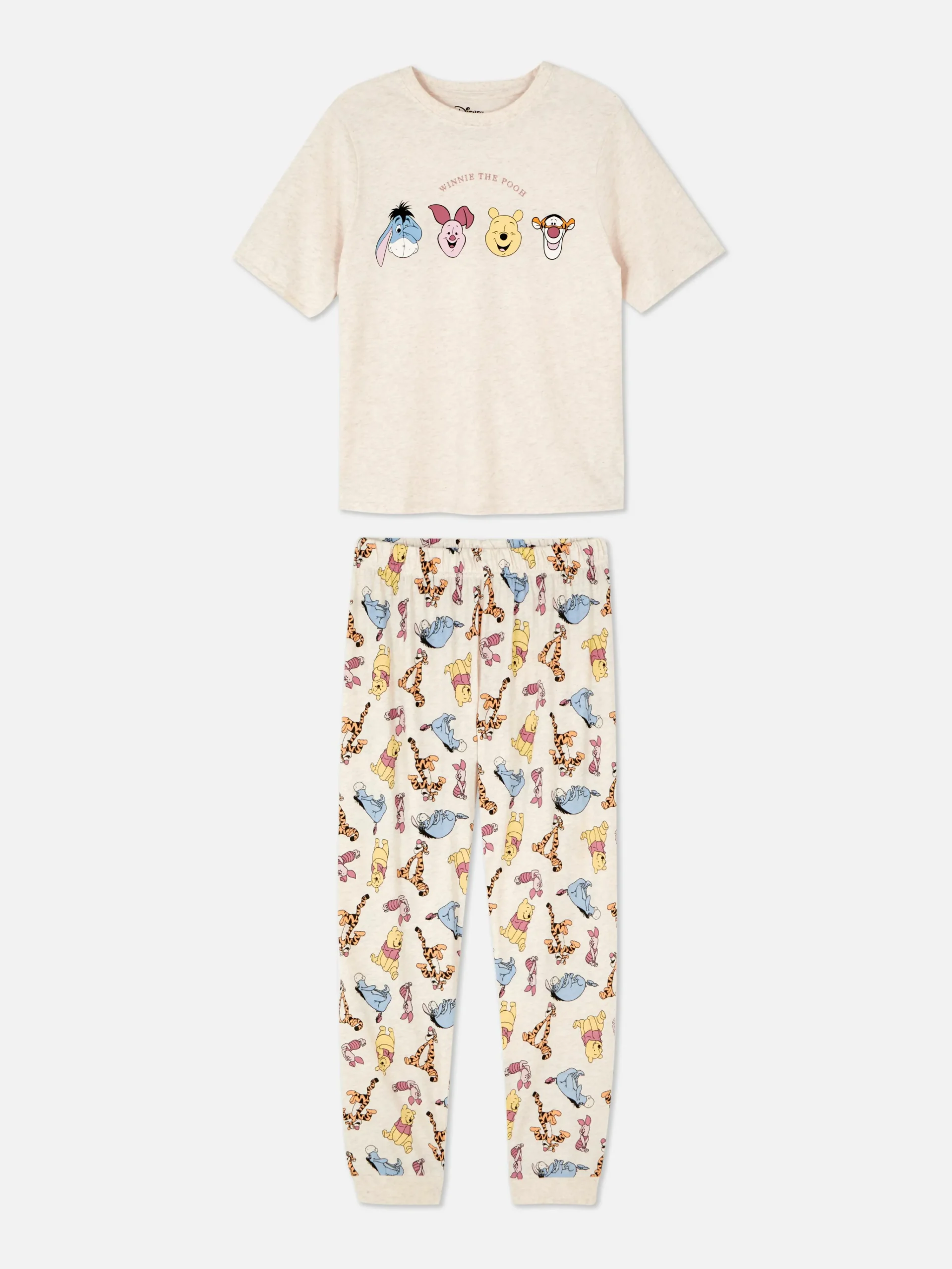 Primark Disney Characters T-Shirt Pajamas Cream Clearance