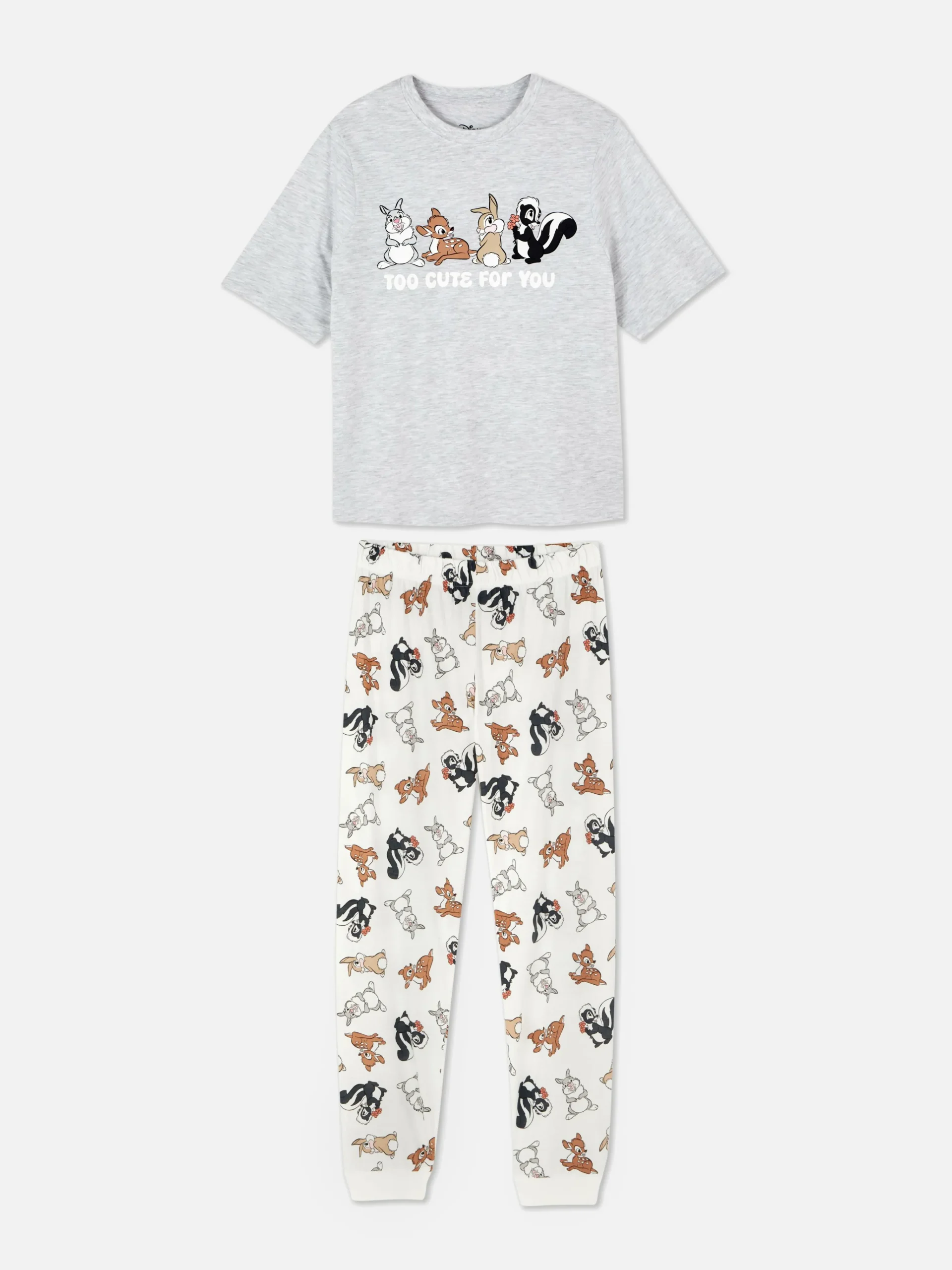Primark Disney Characters T-Shirt Pajamas Gray Heather Discount