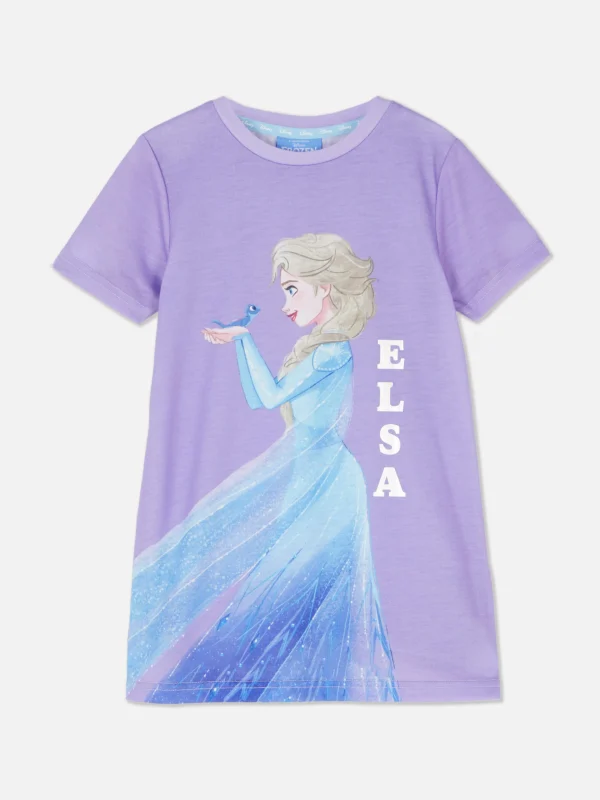 Primark Disney's Frozen Elsa Print Sleep Tee Lilac Outlet