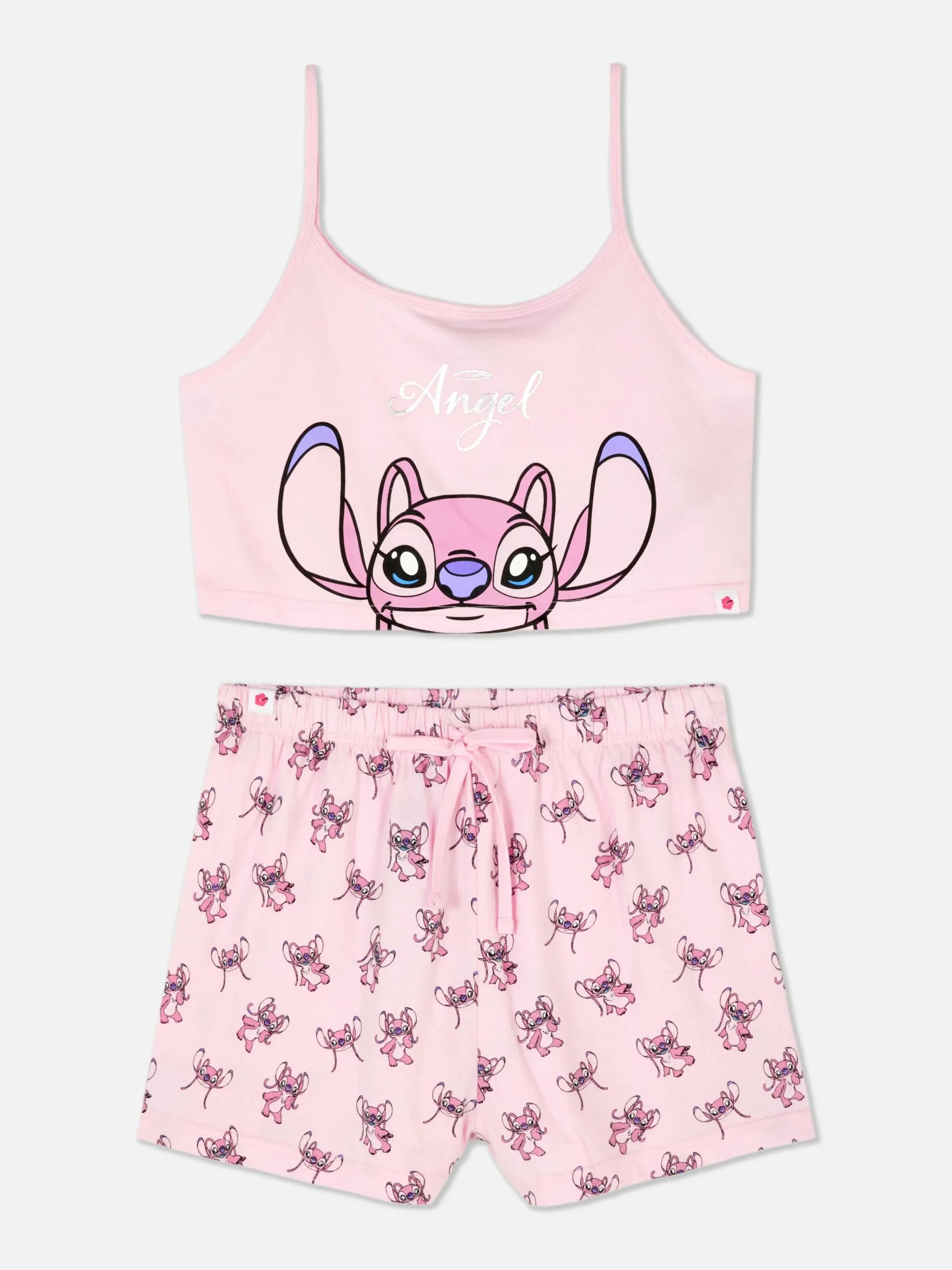 Primark Disney’s Lilo And Stitch Angel Cropped Cami And Shorts Pajamas Light Pink Best Sale