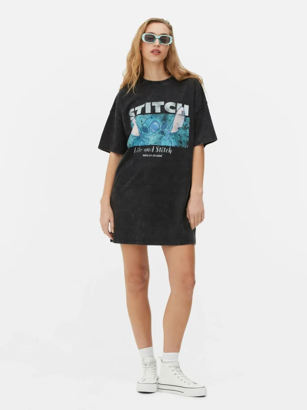 Primark Disney’s Lilo And Stitch T-Shirt Dress Charcoal Cheap