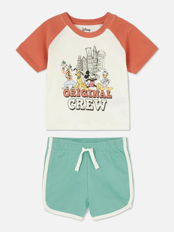 Primark Disney’s Mickey Mouse & Friends T-Shirt & Shorts Set Green Flash Sale