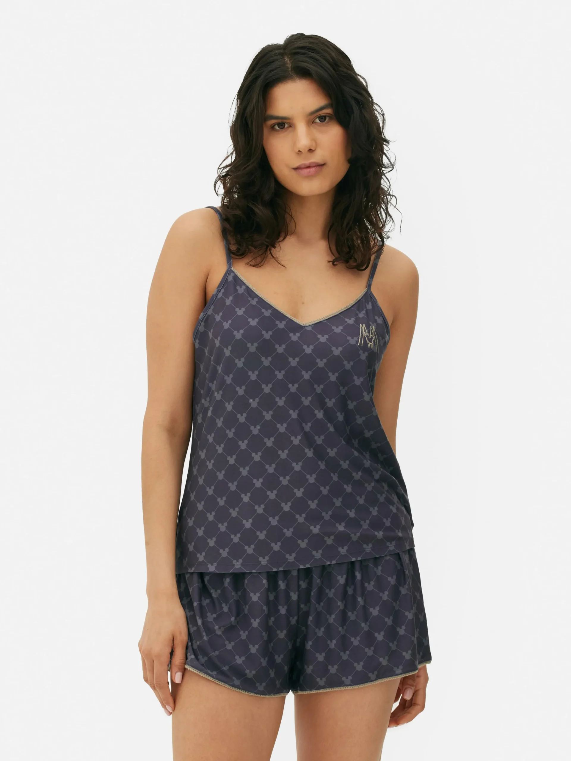 Primark Disney’s Mickey Mouse Cami Pajama Set Charcoal New