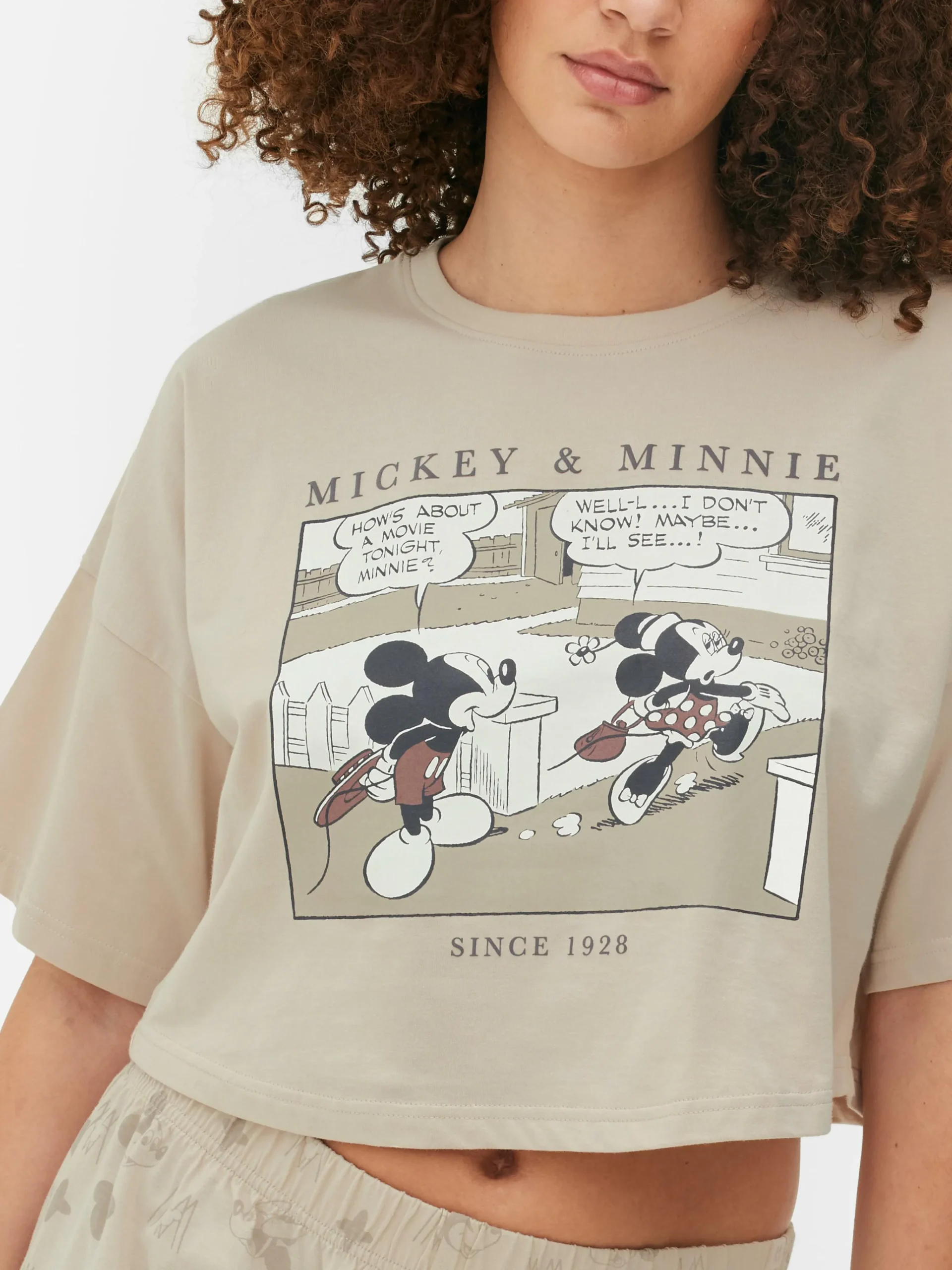 Primark Disney’s Mickey Mouse Comic Shorts Pajamas Taupe Sale