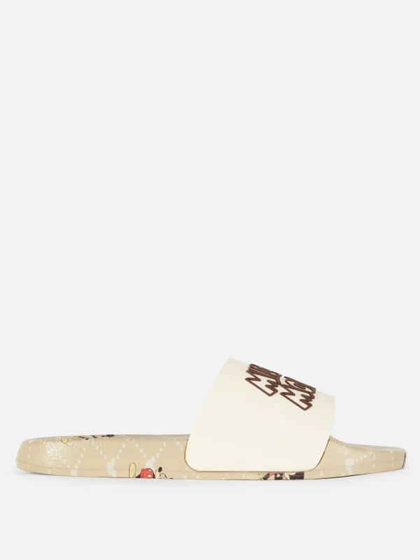Primark Disney’s Mickey Mouse Monogram Pool Slides Beige Discount