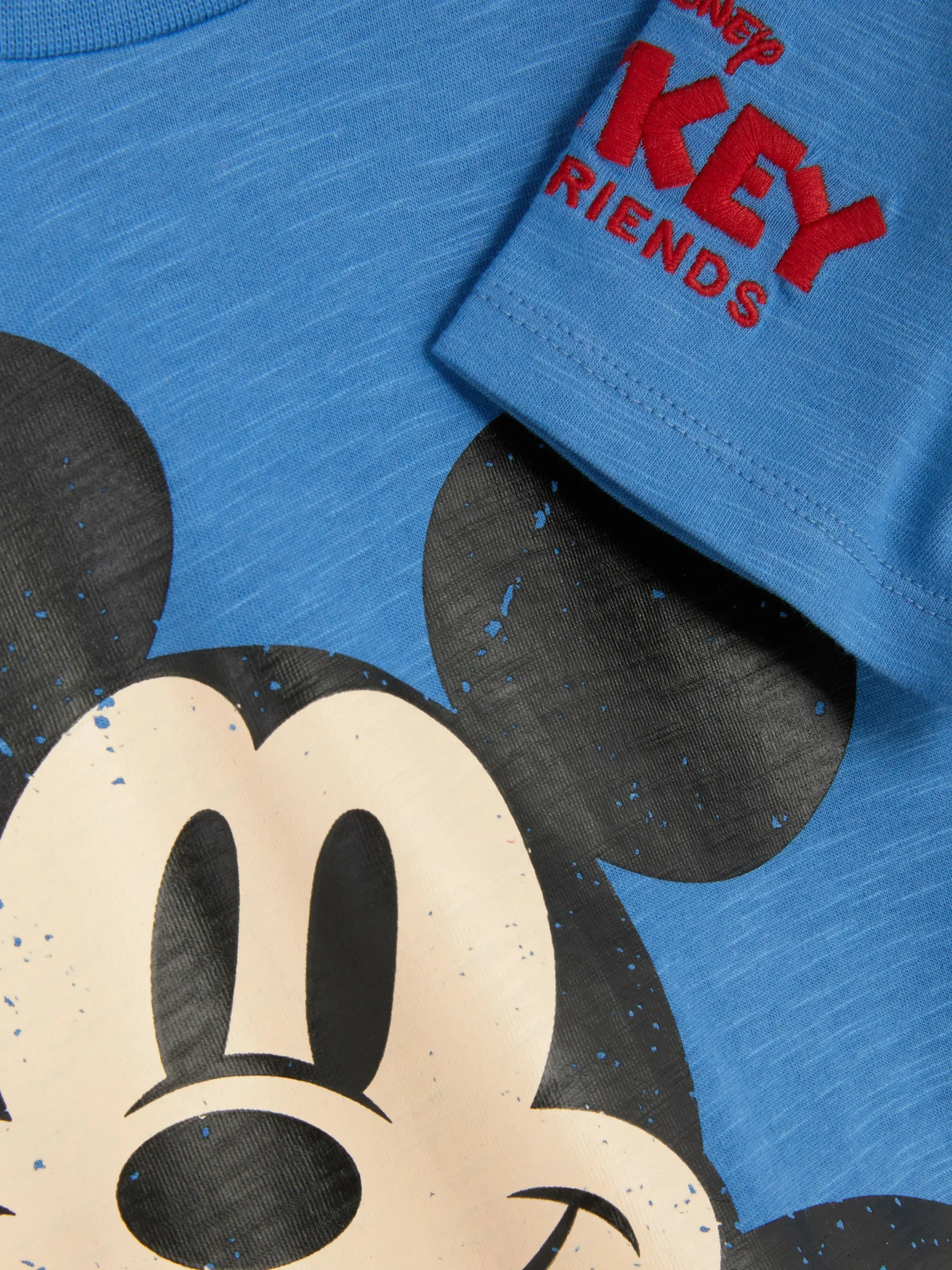 Primark Disney’s Mickey Mouse Printed Slubbed T-Shirt Blue Best