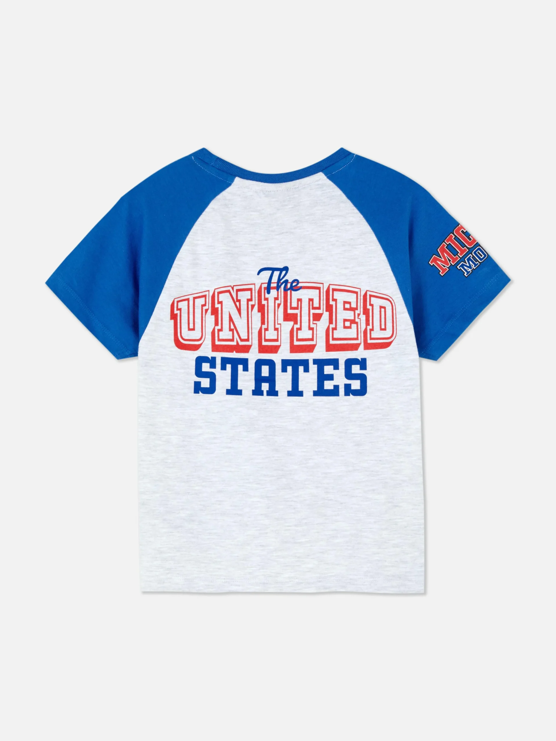 Primark Disney’s Mickey Mouse 4th Of July Raglan T-Shirt Grey Marl Clearance
