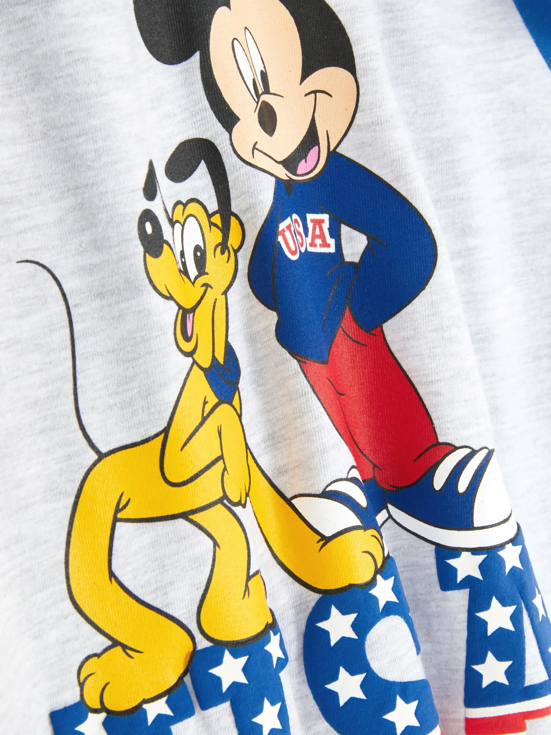 Primark Disney’s Mickey Mouse 4th Of July Raglan T-Shirt Grey Marl Clearance