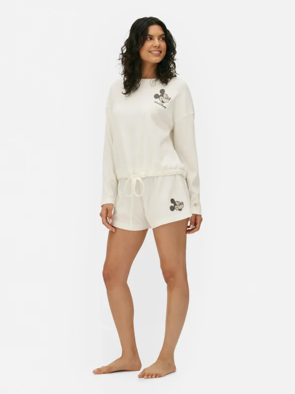 Primark Disney’s Mickey Mouse Waffle Texture Pajama Shorts Ivory Store