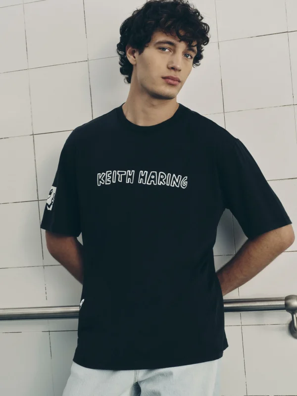 Primark Disney’s Mickey Mouse X Keith Haring Acid Wash T-Shirt Black Outlet