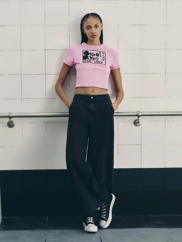 Primark Disney’s Mickey Mouse X Keith Haring Cropped T-Shirt Pink Sale