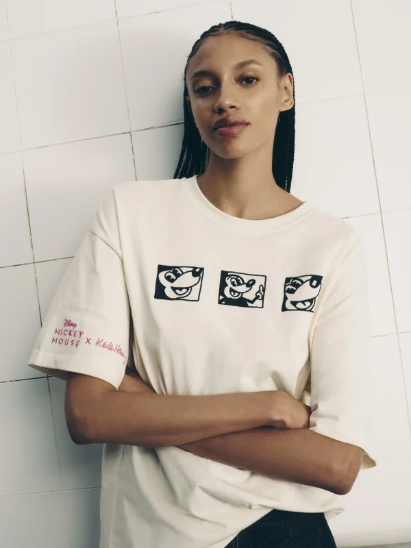 Primark Disney’s Mickey Mouse X Keith Haring Oversized T-Shirt White Shop