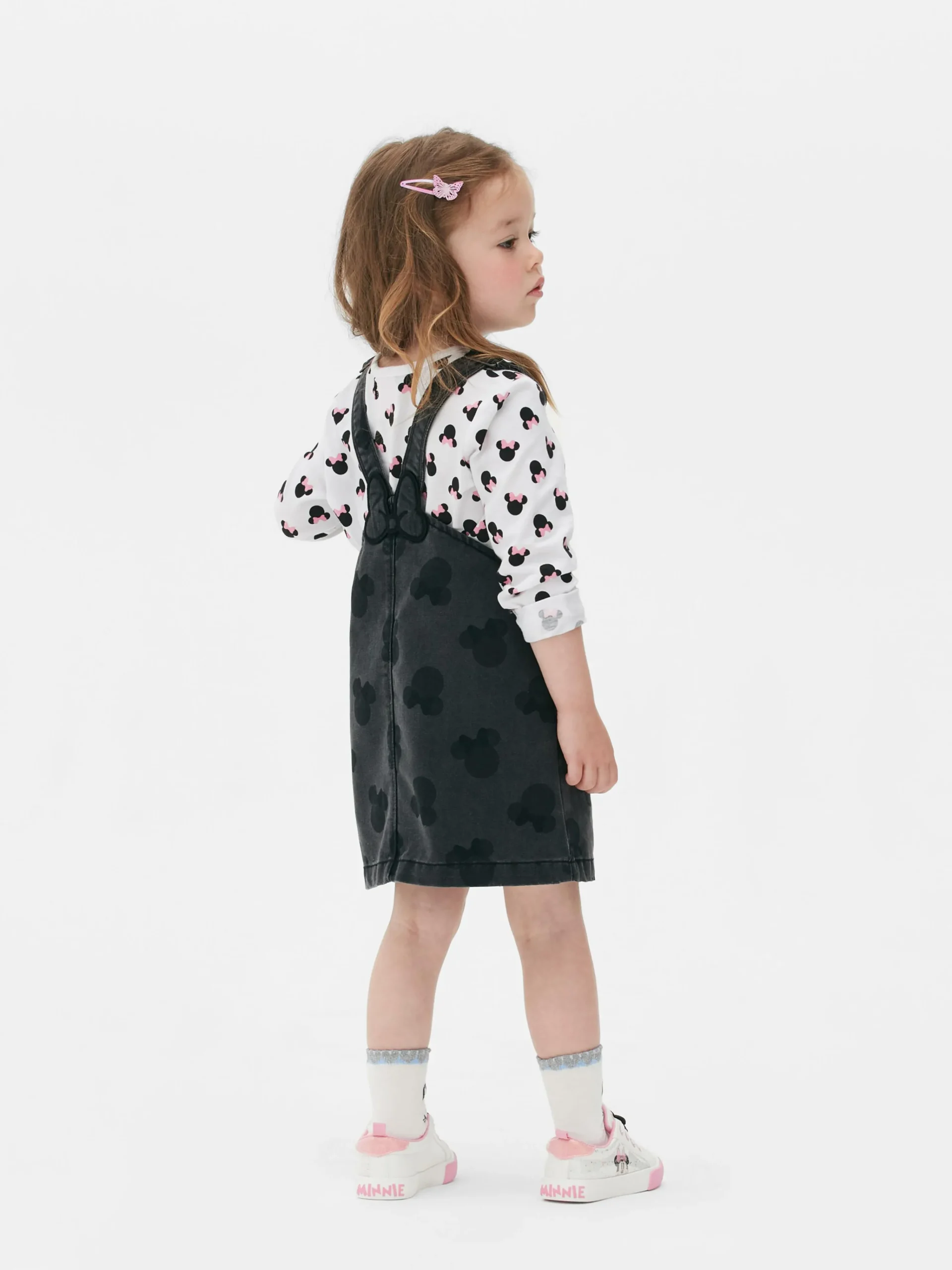 Primark Disney’s Minnie Mouse Overall Dress Set Charcoal Hot