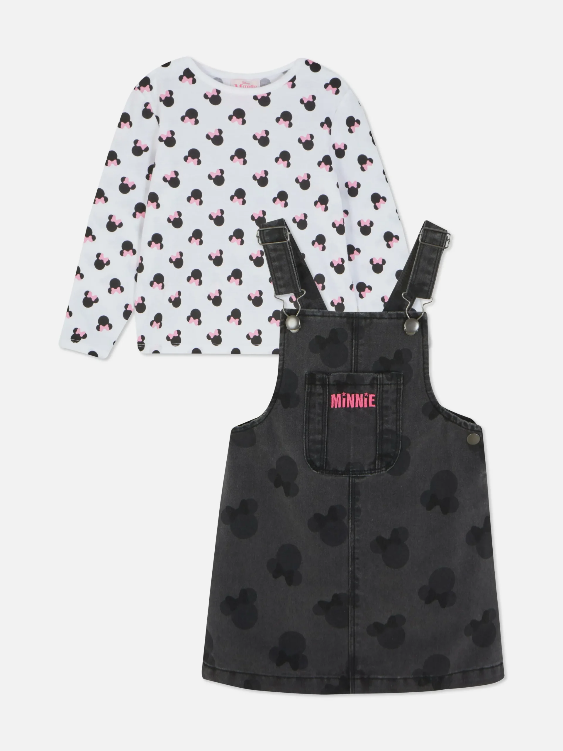 Primark Disney’s Minnie Mouse Overall Dress Set Charcoal Hot