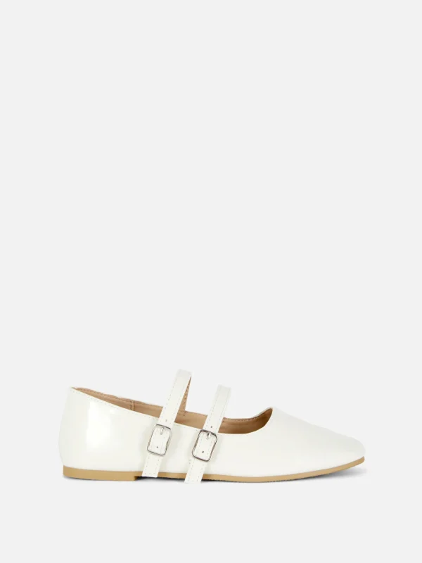 Primark Double Buckle Strap Ballet Flats Ivory Online