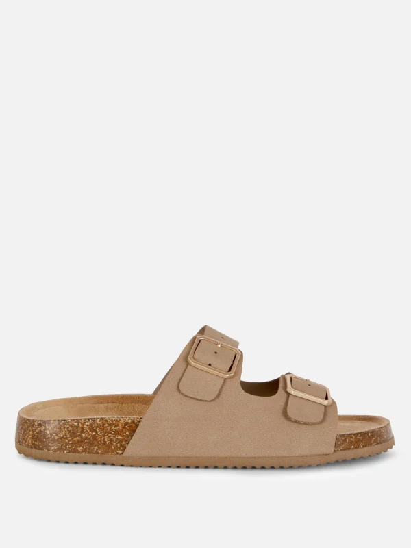 Primark Double Strap Footbed Sandals Taupe Fashion