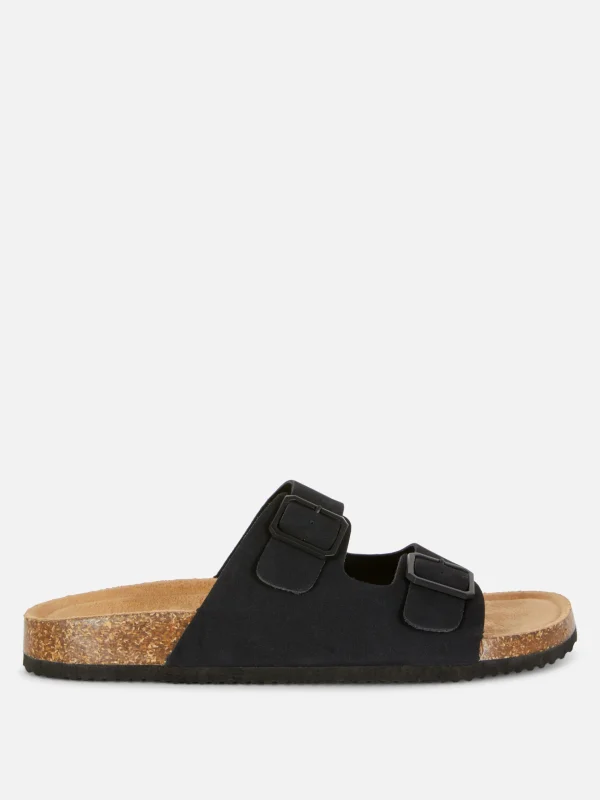Primark Double Strap Footbed Sandals Black Hot