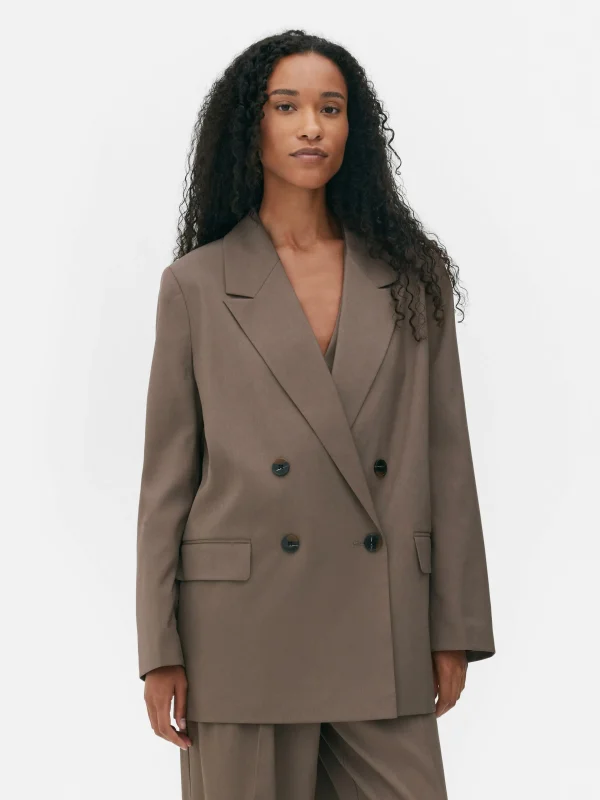 Primark Double-Breasted Blazer Mocha Flash Sale