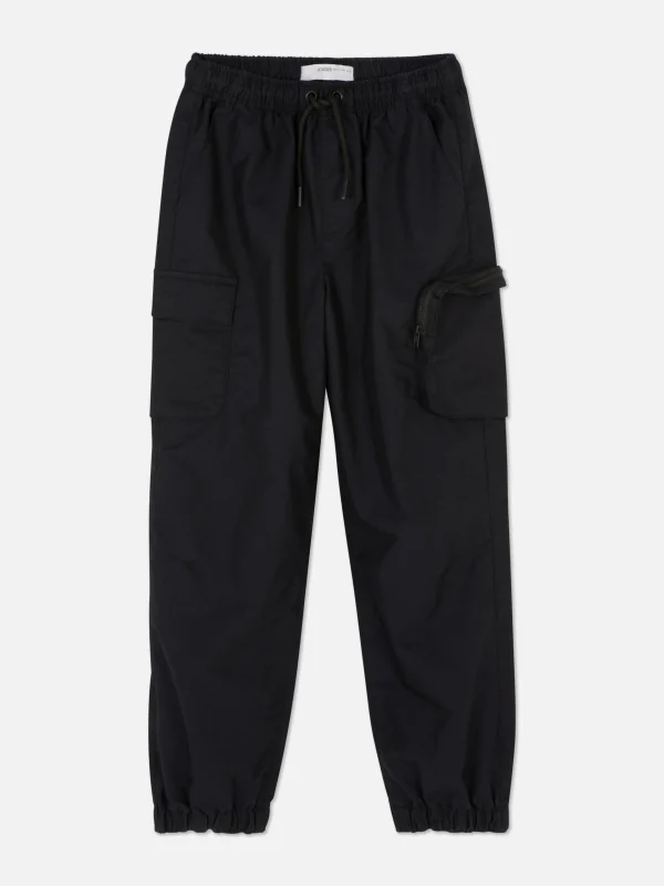 Primark Drawstring Cuffed Cargo Joggers Black Cheap