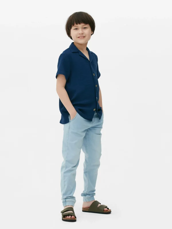 Primark Drawstring Denim Joggers Blue Cheap