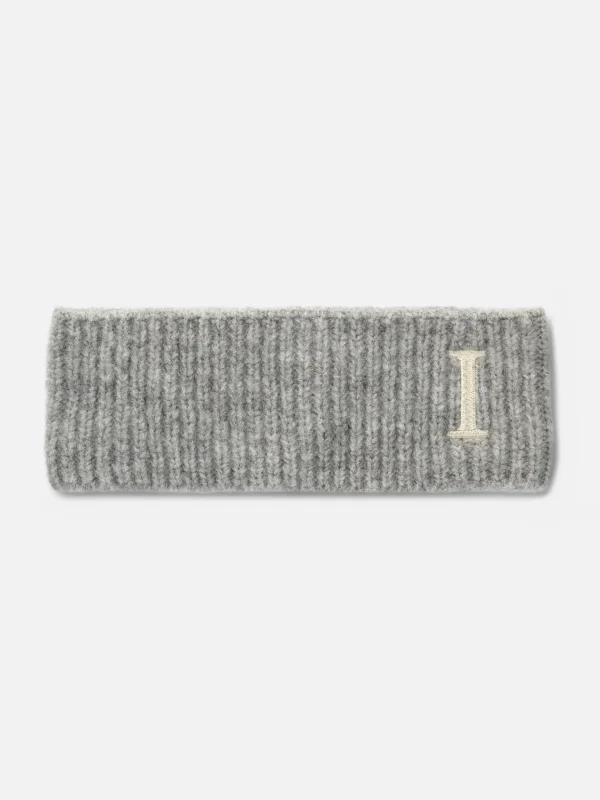 Primark Embroidered Initial Knit Headband Gray Hot