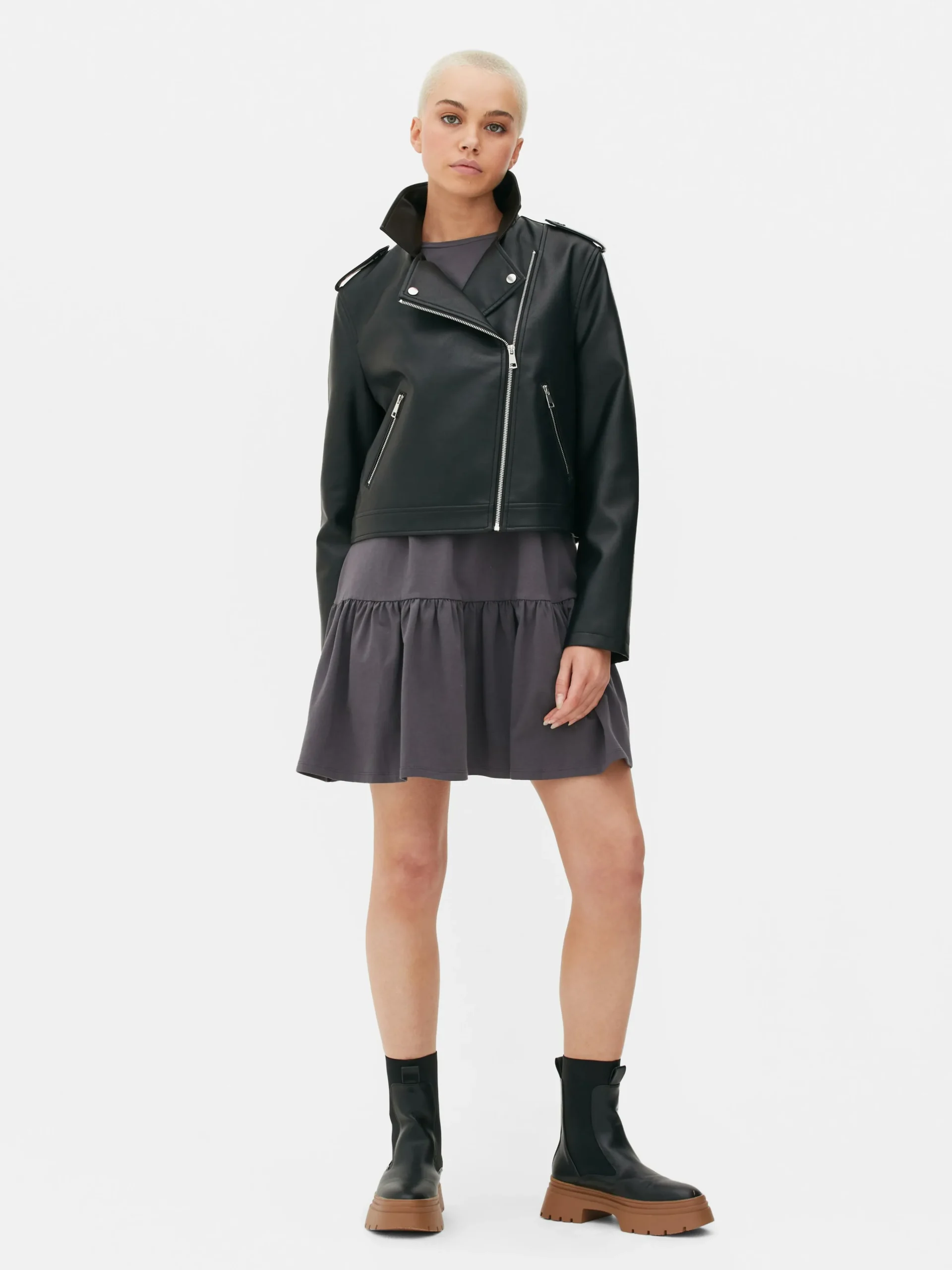 Primark Essential Faux Leather Biker Jacket Black Shop