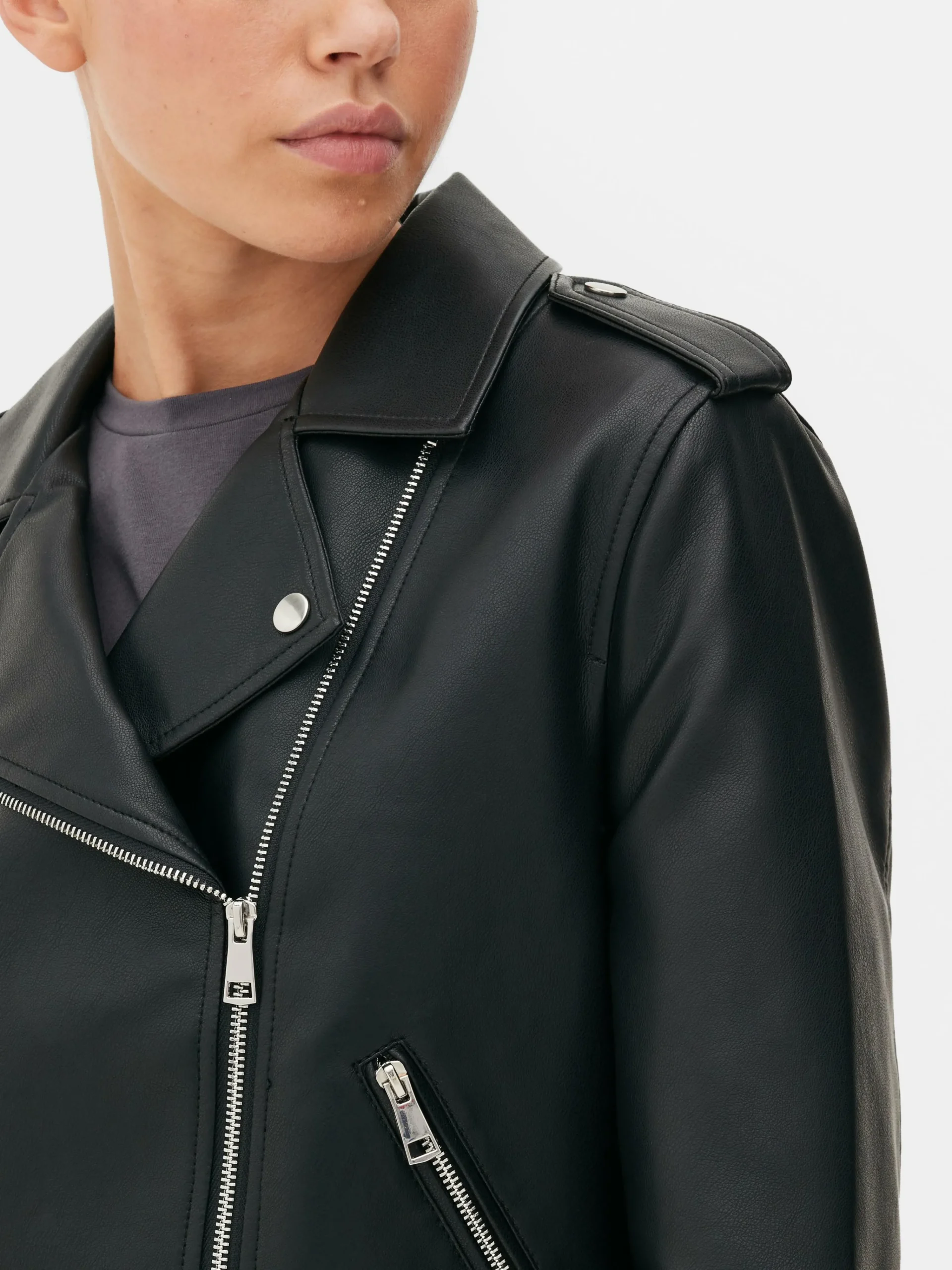 Primark Essential Faux Leather Biker Jacket Black Shop