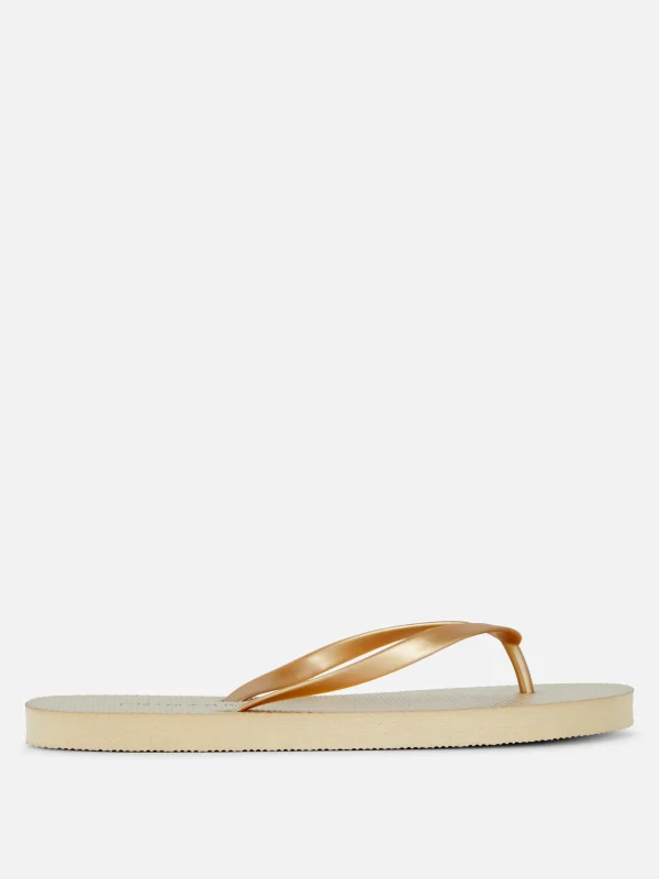 Primark Essential Flat Flip Flops Gold Outlet