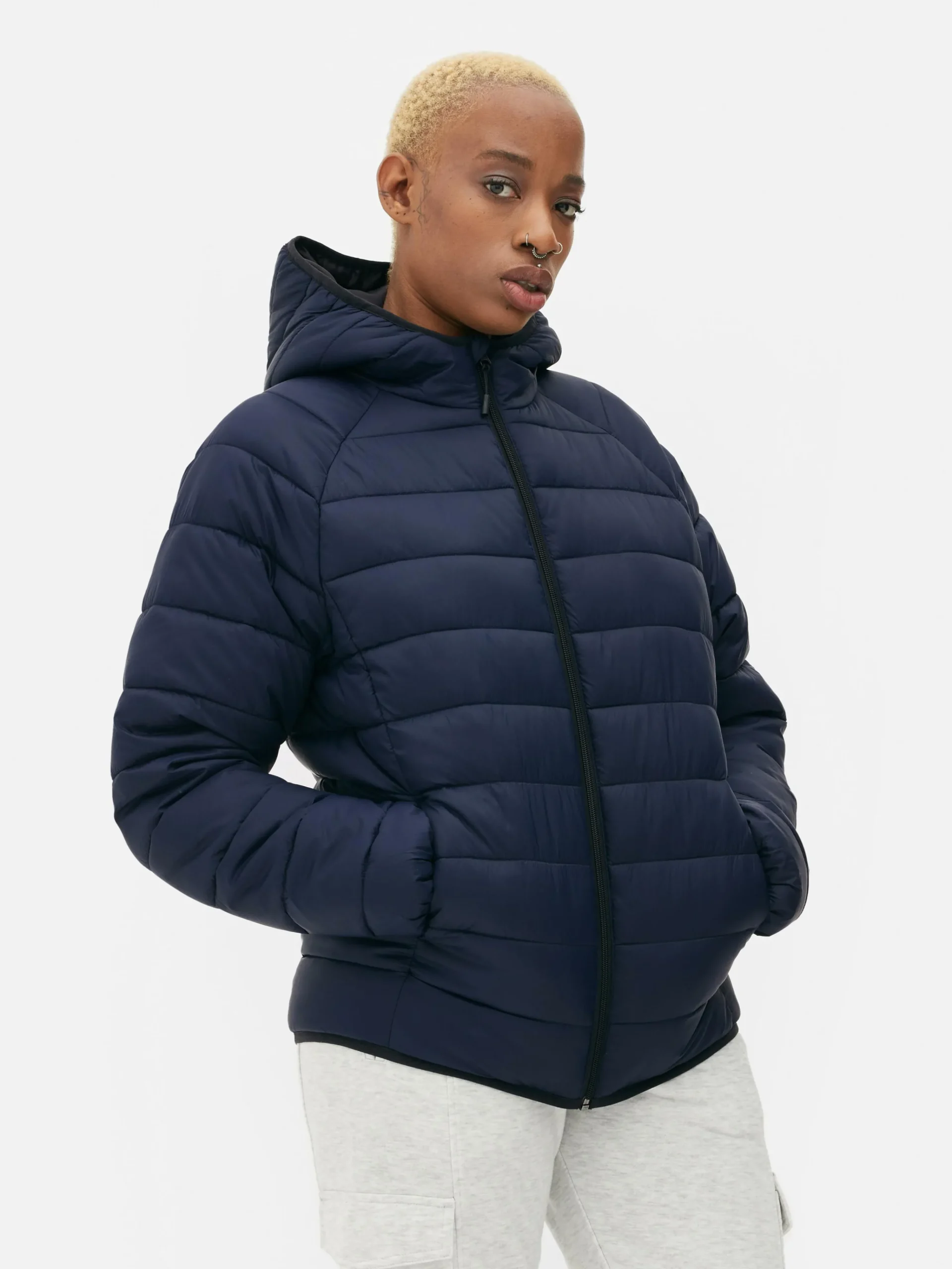 Primark Essential Hooded Puffer Jacket Navy Cheap