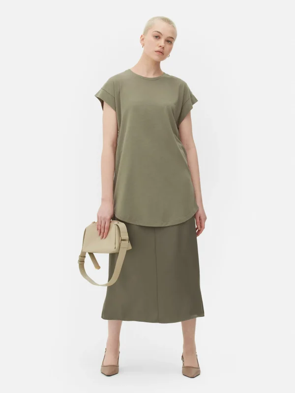 Primark Essential Longline T-Shirt Olive Fashion