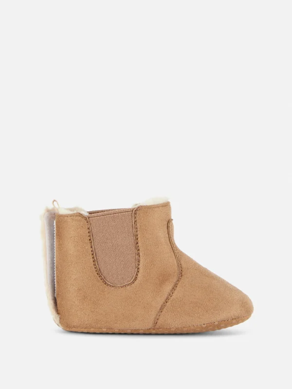 Primark Faux Fur Baby Booties Brown New
