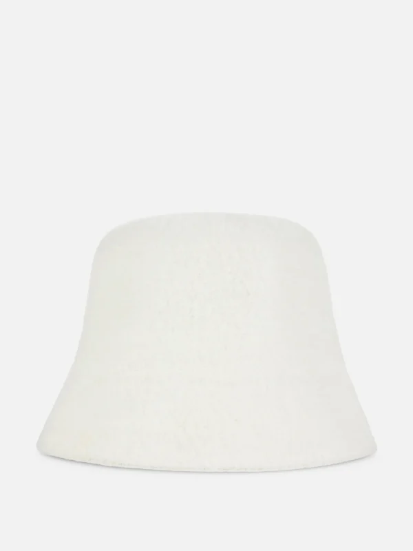Primark Faux Fur Bucket Hat Cream Hot
