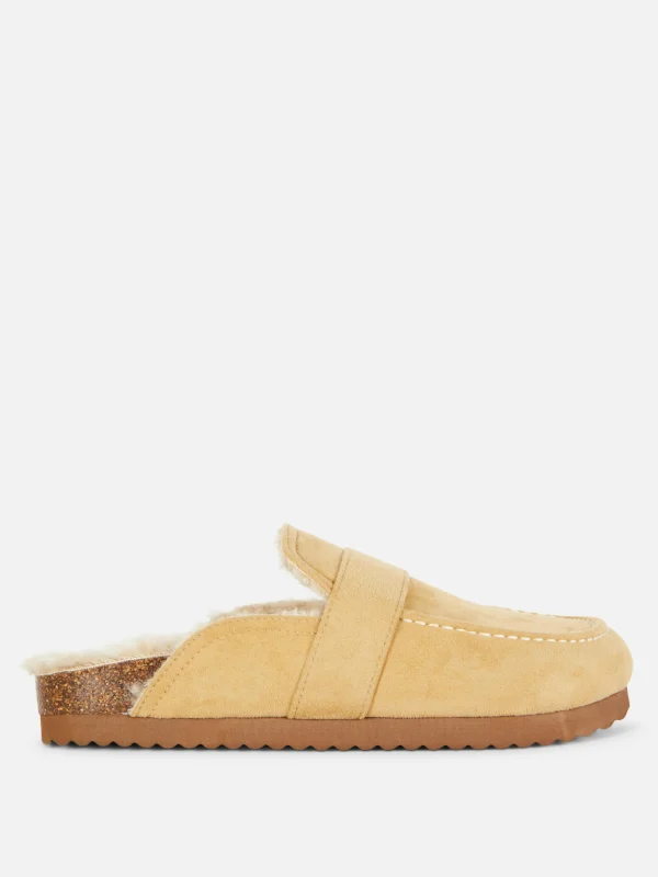 Primark Faux Fur Lined Loafer Slippers Beige Fashion