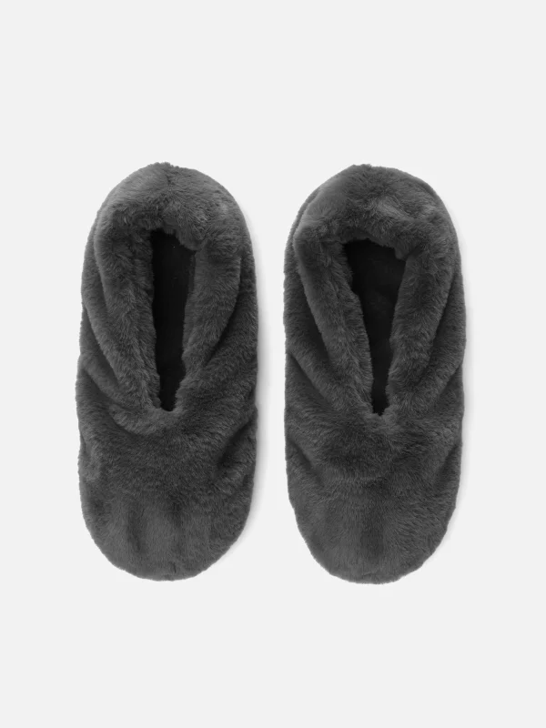 Primark Faux Fur Slipper Socks Charcoal Discount