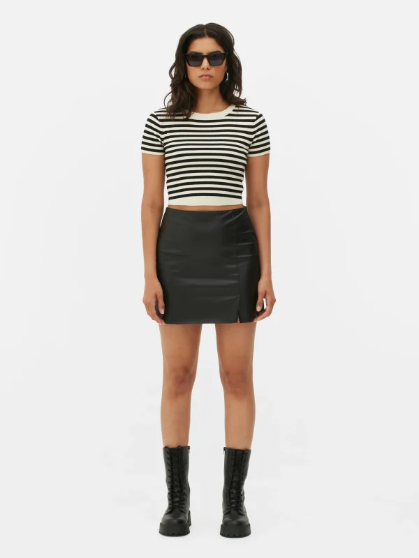 Primark Faux Leather Mini Skirt Black Shop