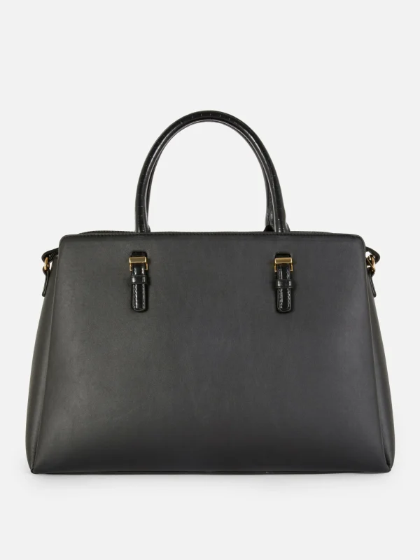Primark Faux Leather Removable Pouch Tote Black Cheap