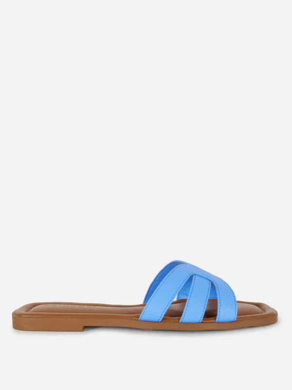 Primark Faux Leather Strappy Mules Light Blue Sale