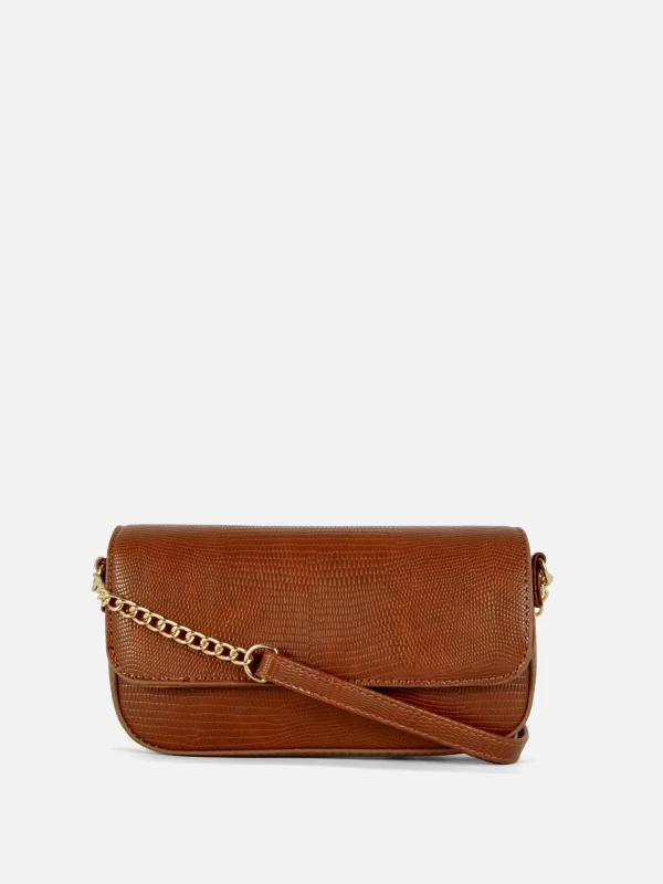 Primark Faux Snakeskin Crossbody Bag Tan New