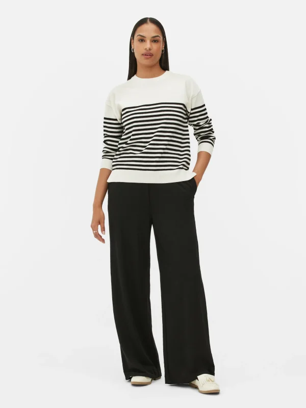 Primark Fine Knit Crew Neck Sweater White/Black New