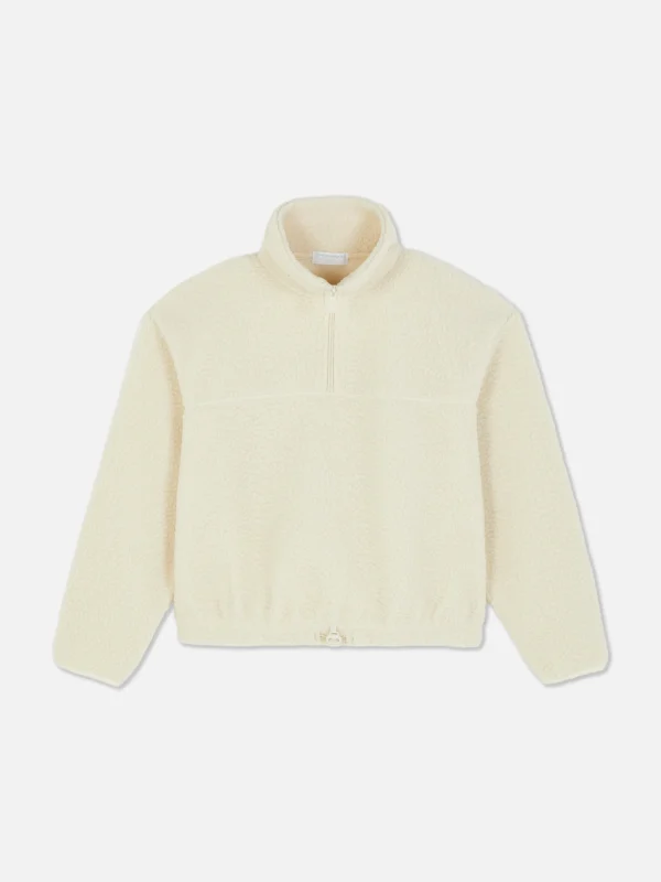 Primark Fleece Half-Zip Sweatshirt Ivory Clearance