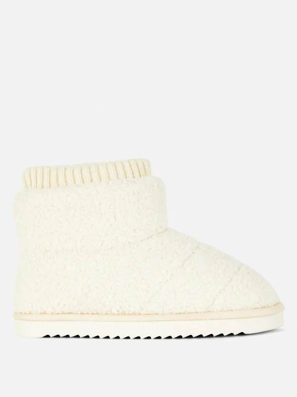 Primark Fleece Sock Slipper Boots White Outlet