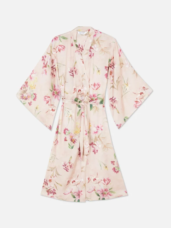 Primark Floral Satin Robe Pink Shop